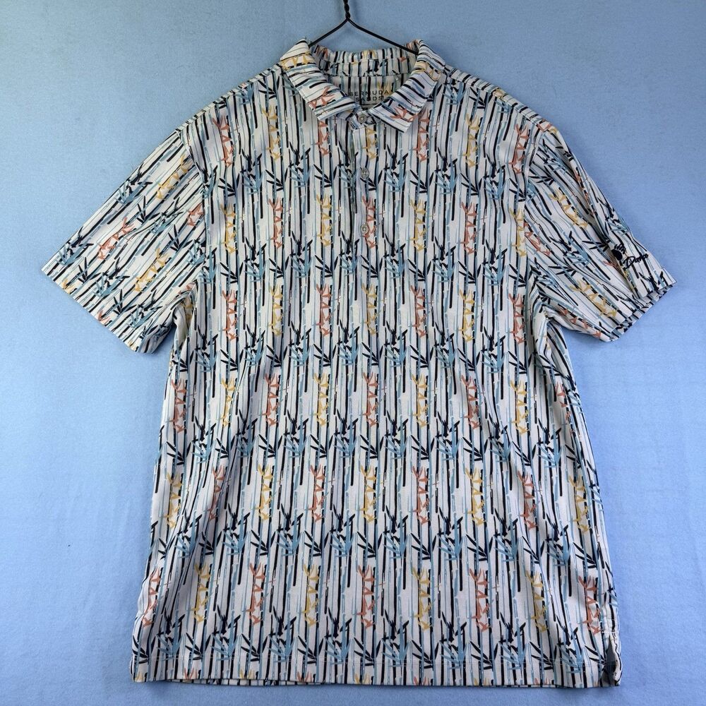 Bermuda Sands Polo Golf Shirt Blue Colorful Abstract MEN'S Size M 1004